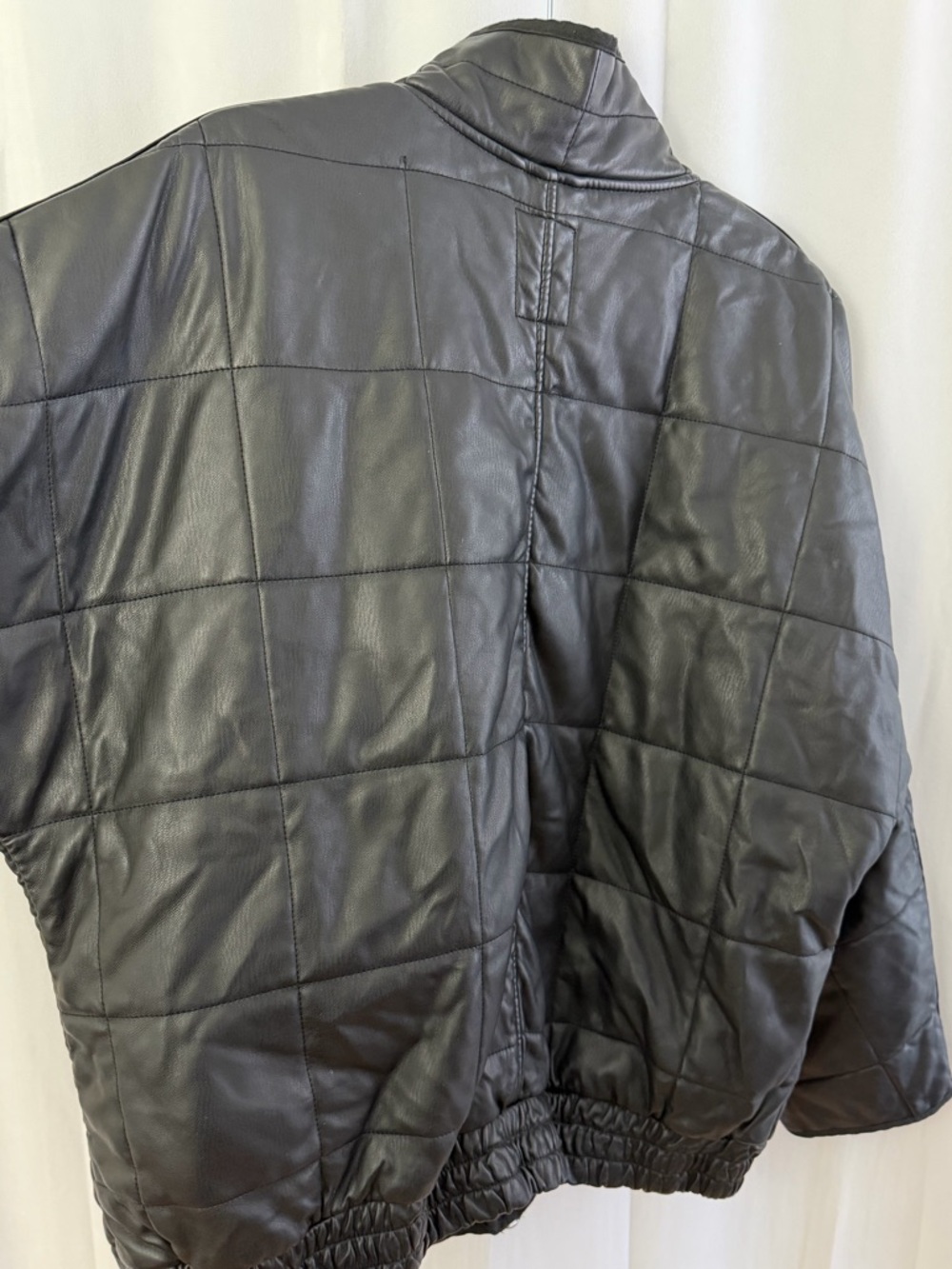 Free People Dolman Black Vegan Leather Quilted Jacket Womens Size Medium - Picture 9 of 9